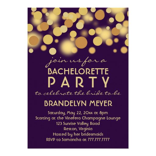 Champagne Bubbles Bachelorette Party Invitations (front side)