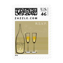 Champagne Bubbles Celebration RSVP Wedding Stamps by fat_fa_tin Champagne Bubbles Celebration RSVP Wedding Stamps