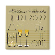 Champagne Bubbles Celebration Save The Date Magnet by fat_fa_tin Champagne Bubbles Celebration Save The Date Magnet