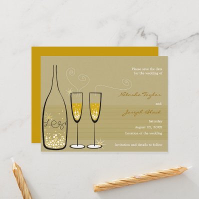 Champagne Bubbles Celebration Save The Date Post Cards
