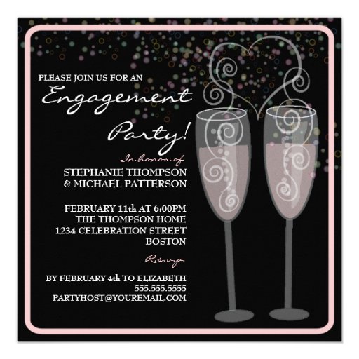 Champagne & Bubbles Engagement Party Invitation (front side)