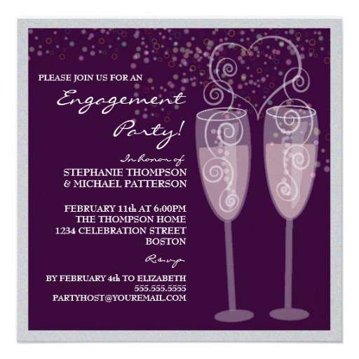 Champagne & Bubbles Engagement Party Invitation (front side)