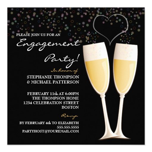Champagne & Bubbles Engagement Party Invitation