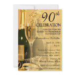 Champagne Celebration 90th Birthday Invitations