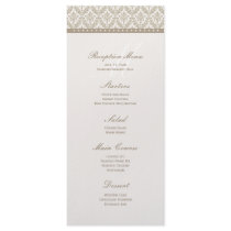 Champagne Damask Monogram Reception Menu Rack Card