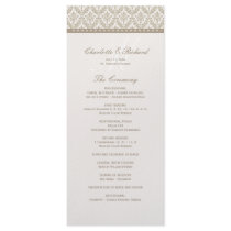 Champagne Damask Monogram Wedding Program Rack Cards