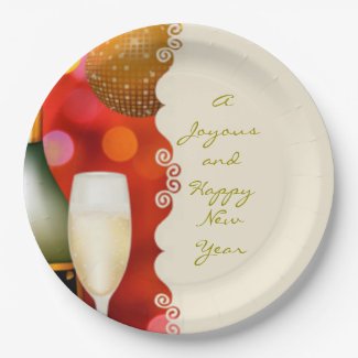 Champagne Disco Ball New Year Plate 9 Inch Paper Plate