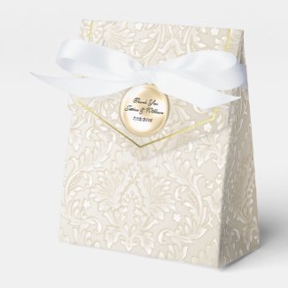 Champagne Fleur Damask Wedding Favor Gift Box