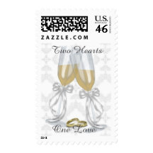 Champagne Flutes and Wedding Rings Postage