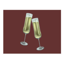 Champagne flutes couple postcards