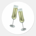 Champagne flutes couple round stickers