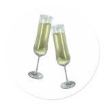 Champagne flutes couple round stickers