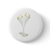 Champagne Flutes in Black and White Pinback Buttons