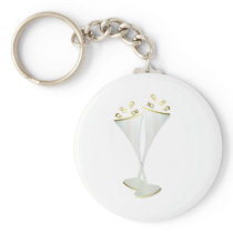 Champagne Flutes in Black and White Key Chains