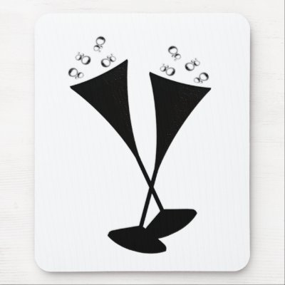 Champagne Flutes in Black and White Mouse Pad Zazzle_mousepad