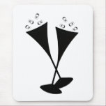 Champagne Flutes in Black and White Mouse Pad