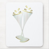 Champagne Flutes in Black and White Mouse Pad