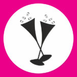 Champagne Flutes in Black and White Sticker