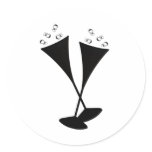 Champagne Flutes in Black and White Sticker