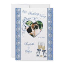 Champagne Glass Heart Photo Wedding Invitations bb