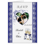 Champagne Glass Wedding Photo RSVP Notecard bl