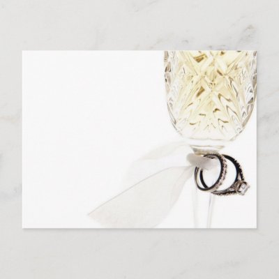 Champagne Glass Wedding Rings Postcards by WeddingPostage