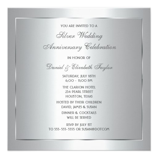 Champagne Glasses 25th Wedding Anniversary Personalized Announcements