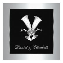 Champagne Glasses 25th Wedding Anniversary Custom Invitation