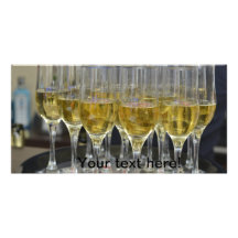 Champagne glasses customized photo card