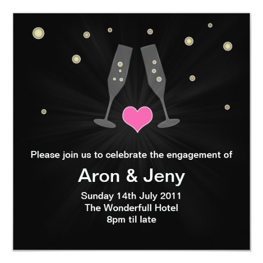 Champagne glasses engagement invitation Zazzle