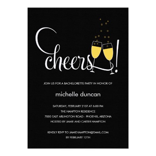 Champagne Glasses Engagement or Bachelorette Party Invitations