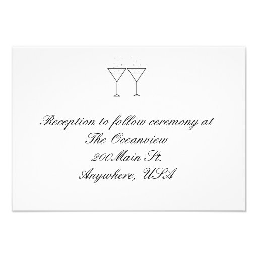 "Champagne Glasses" Reception Cards Announcement