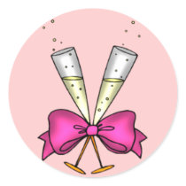Champagne Glasses with Pink Bow Stickers by mrssocolov2 Champagne Glasses with Pink Bow Stickers