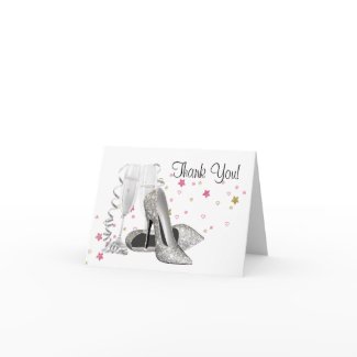 Champagne High Heel Shoes Thank You Cards card