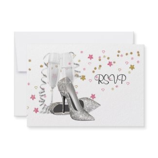 Champagne High Heels 21st Birthday Party RSVP Invitation