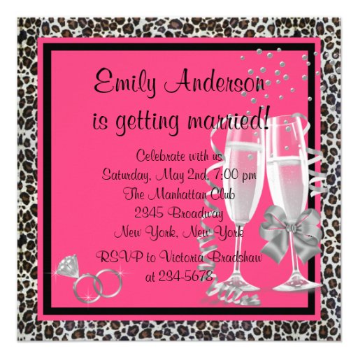 Champagne High Heels Hot Pink Leopard Bachelorette Announcement