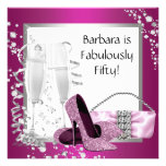 Champagne High Heels Womans Pink Black Birthday Personalized Announcement