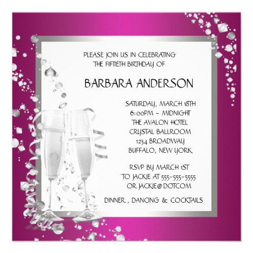 Champagne High Heels Womans Pink & Black Birthday Personalized Announcement