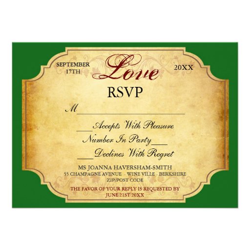 Champagne Label Winery Vineyard RSVP Personalized Invitation