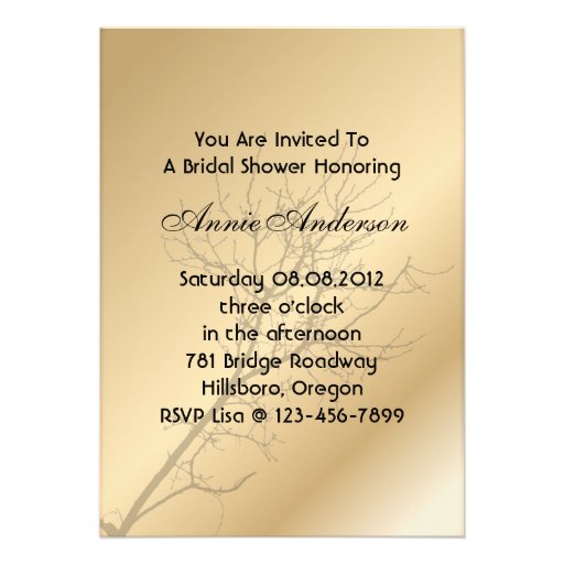 champagne LoveBirds Tree country Bridal Shower Custom Announcements