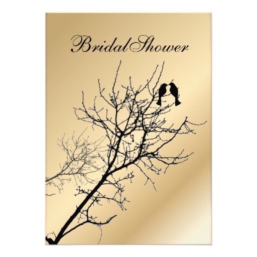 champagne LoveBirds Tree country Bridal Shower Custom Announcements