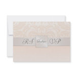 Champagne Monogram Damask RSVP Reply Invitation