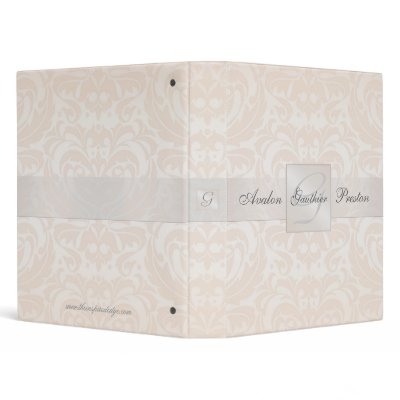 Champagne Monogram Damask Wedding Binder