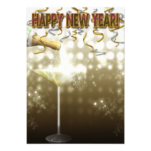 Champagne New Years Eve Party Invitations (front side)
