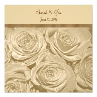 Champagne Roses Formal Wedding Invitation