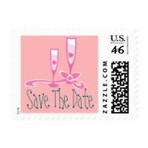 Champagne Save The Date Pink postage