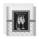 Champagne Silver 25th Wedding Anniversary Party Custom Invite