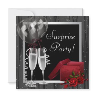 Champagne Sparkles Black White Surprise Party zazzle_invitation