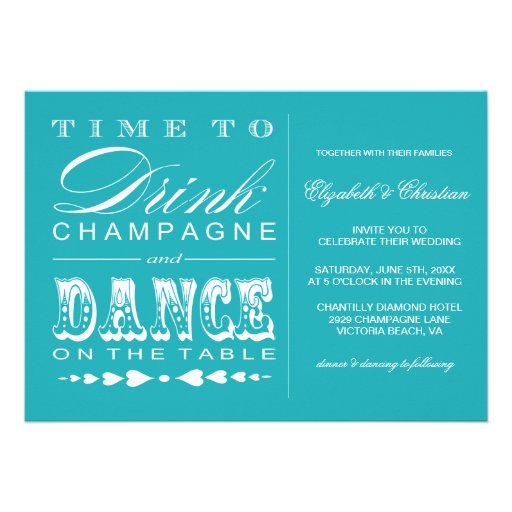 Champagne Theater Bill Style Wedding Invitation
