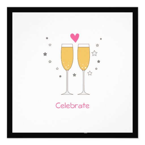 Champagne Toast Anniversary Party Invitation- whit